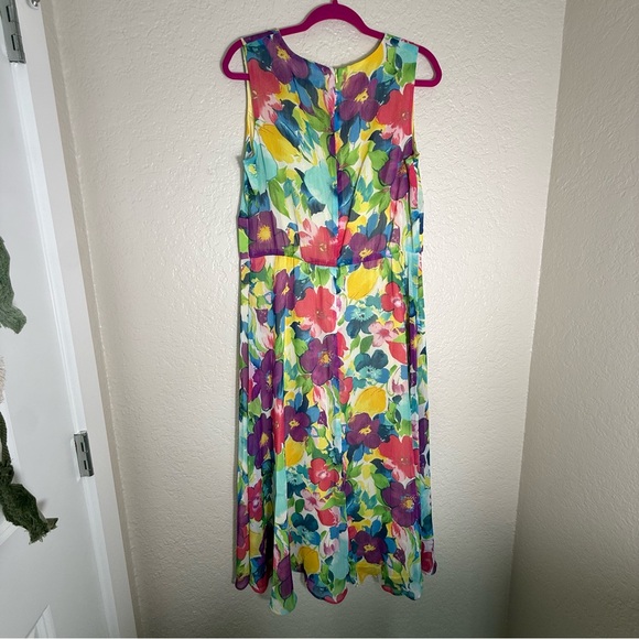 Coldwater Creek Multicolor Floral Tea Party Dress Size 16 Garden Spring Feminine - Picture 3 of 9